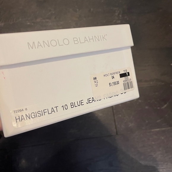 NEW Manolo Blahnik Hangishi Flat Denim Shoes blue jeans fabric Size US 9/ 39 - Picture 9 of 10